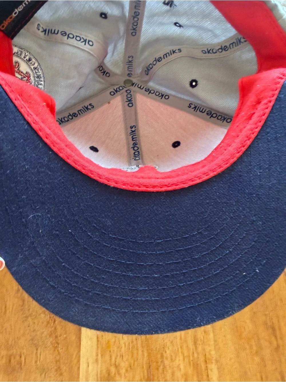 Akedemik Red and Navy Adult Baseball Cap with Grey Crown  Cap One Sz